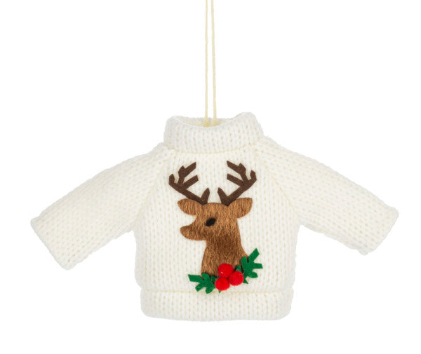 Knit Christmas Sweater Ornament -  Red