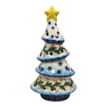 Polish Pottery Christmas Tree Luminary - Winter Wonderland Pattern