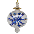 Blown Glass Pierced Starburst Ornament - Blue