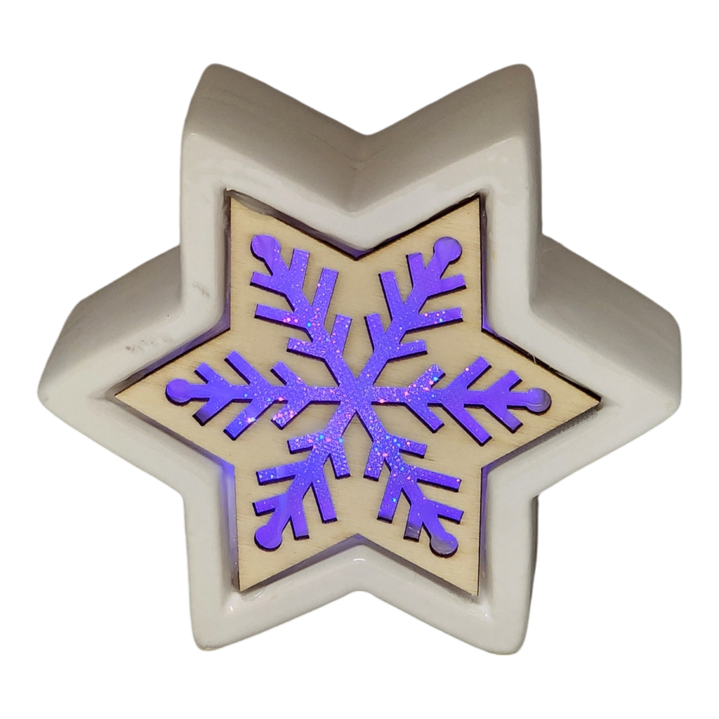 Color Changing Dolomite & Wood Decor - Snowflake