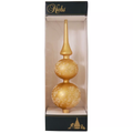 Glass 13 Inch Treetop Finial - Matte Gold with Glitterlace