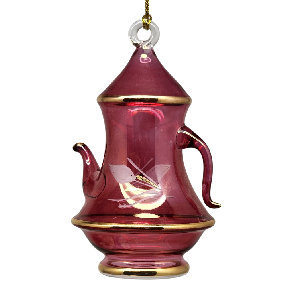 Gold Rimmed Teapot Solid - Red Small