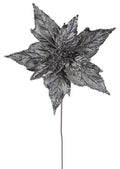 Metallic Poinsettia Stem - Pewter and Silver