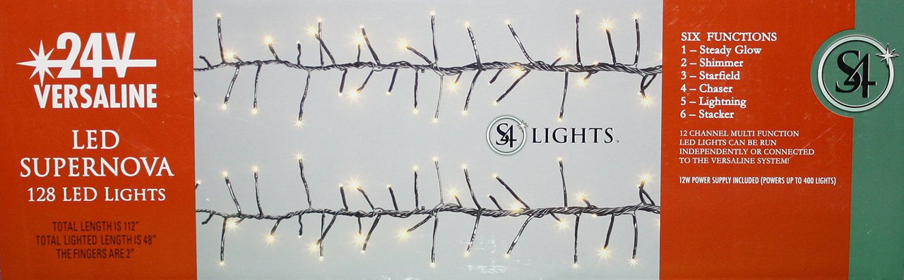 12 Channel Led Supernova Versaline String Lights 128 Light - Black wire / Red lights