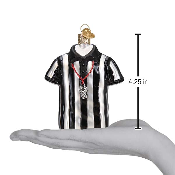 Referee Shirt Glass Ornament