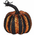 Witch Hallow Black and Orange Vertical Stripe Pumpkin Figurine