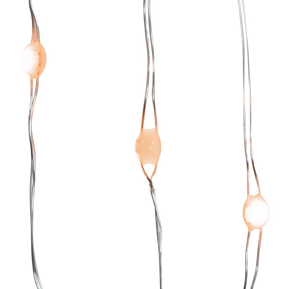 50-Light Battery-Operated Classic White Superbright LED Light Set - Clear Wire