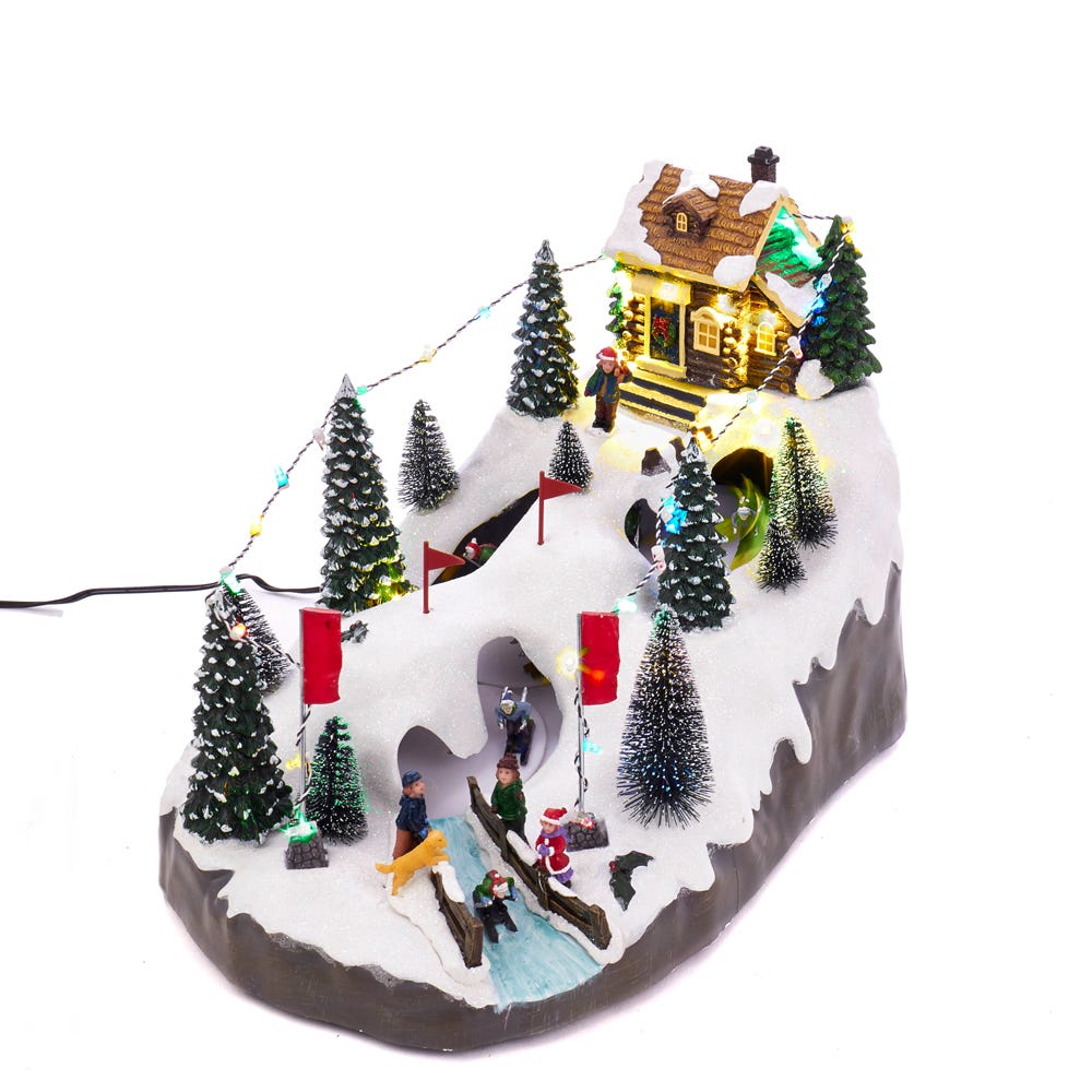 Skiing Village with Motion - Music - Lights