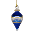 Lattice Glass Ornaments With Gold Accents - Blue Teardrop