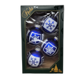 Krebs Value Glass Ball 4 pack - White Glitter Snowflakes on Deep Blue