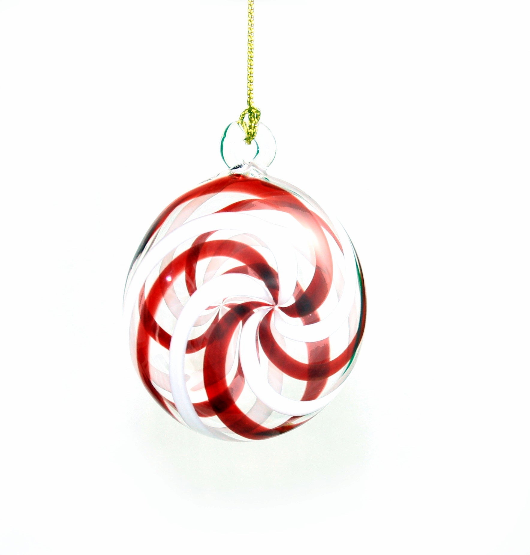 Peppermint Swirl Egyptian Glass Disc Ornament