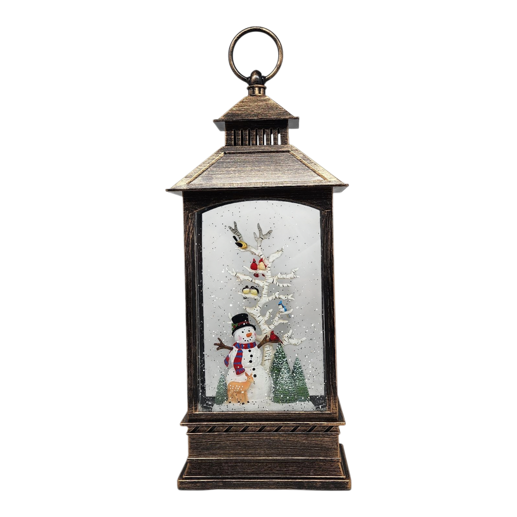 Lighted Spinning Waterglobe Lantern - Frosty and Friends