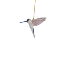 Feeding Hummingbird glass Ornament - Pink Wings / Blue Tail / Blue Beak