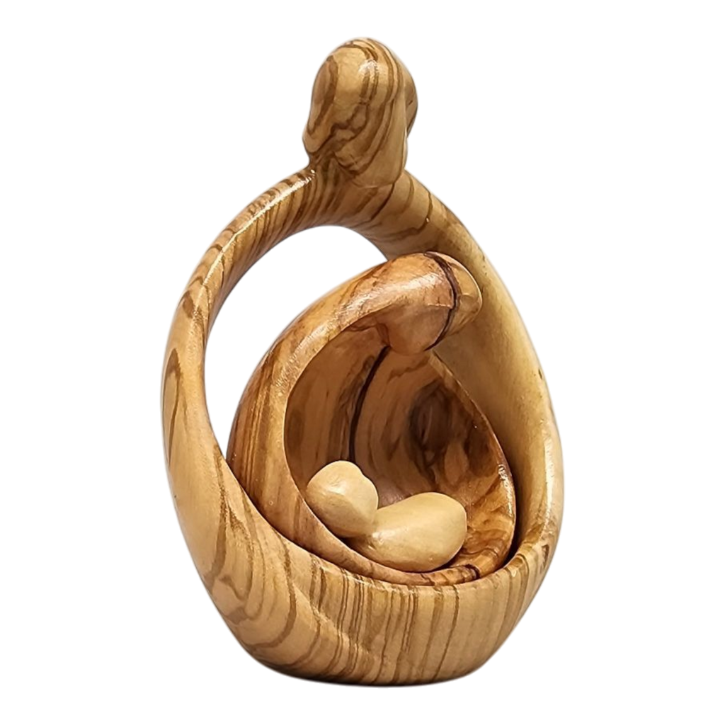 Nesting Style Holy Family Nesting Carved Nativity - Olive Wood - 4.5 Inch