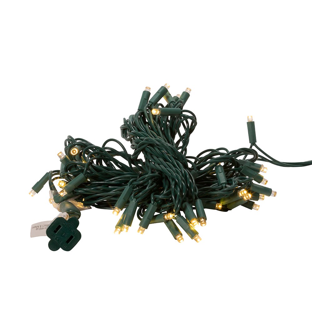 50-Light 5mm Warm White LED Green Wire Light Set