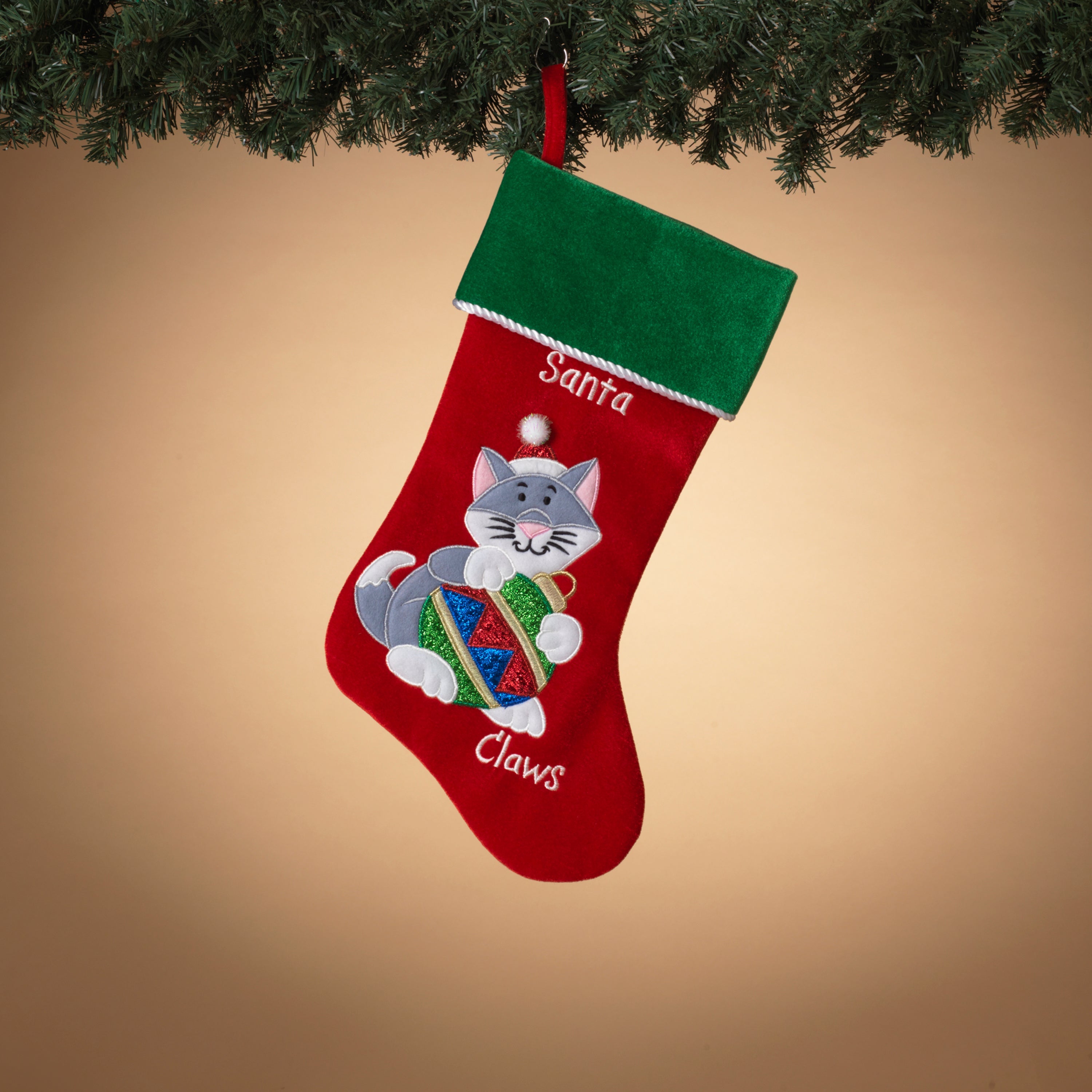 Santa Paws Velvet Stocking