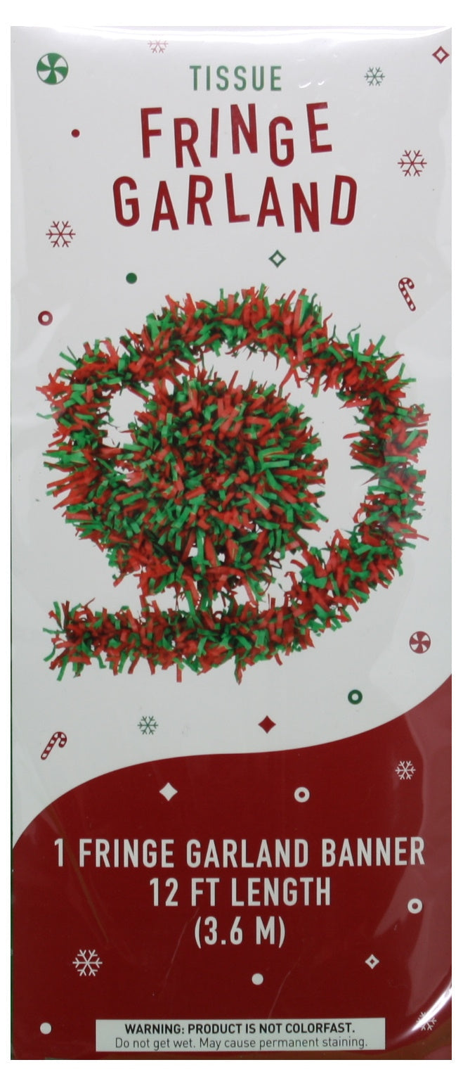 Tissue Fringe Garland - Red and Green