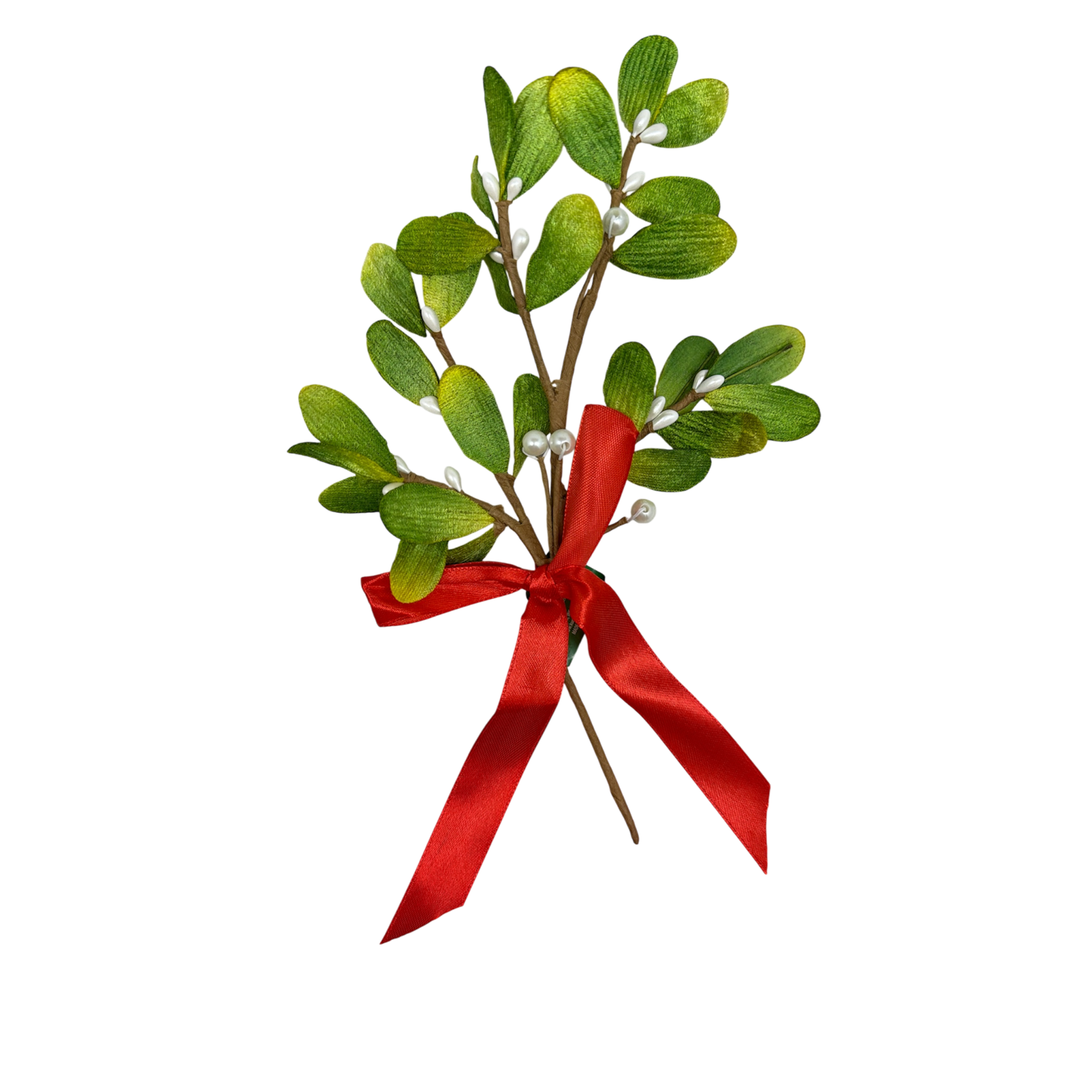 Mistletoe Pick with Red Satin Bow