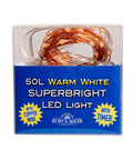 50-Light Battery-Operated Warm White Superbright LED Light Set - Copper Wire