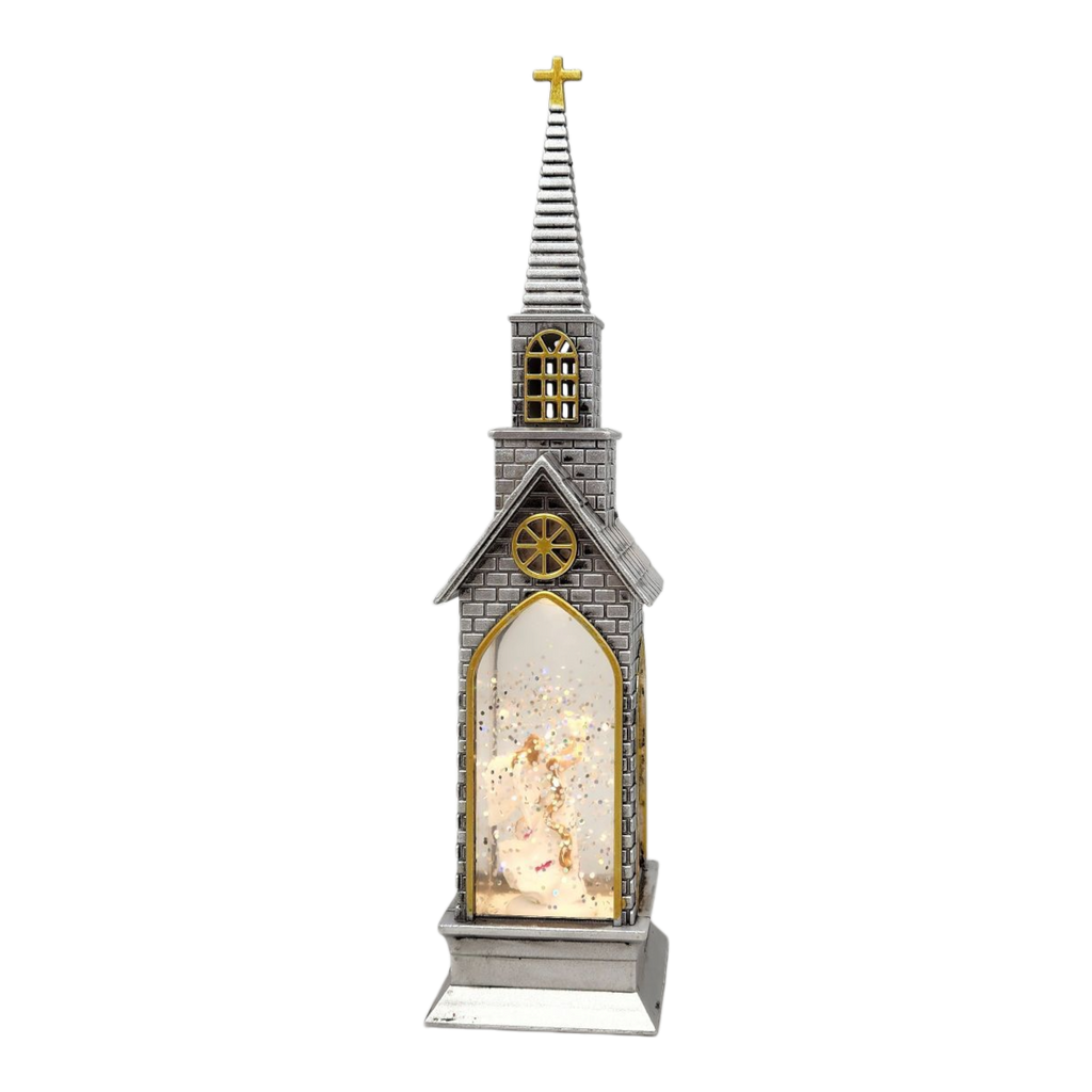 Lighted Church Waterglobe -  Angel