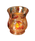 Hand Painted Crackle Glass Tealight Holder - Leaves