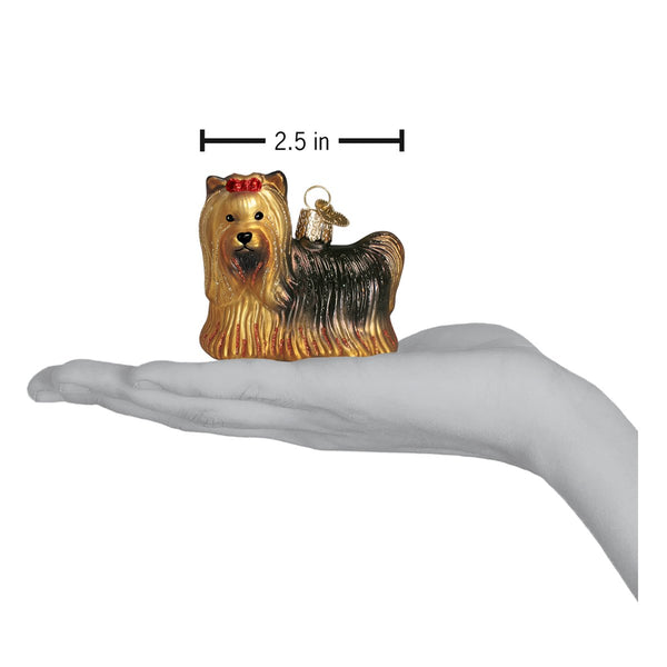 Yorkie Dog Glass Blown Ornament