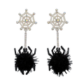 Black Spiders with Pom Poms - Earrings