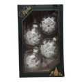Krebs Value Glass Ornament 4 pack - Frosted Poinsettia