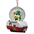 Camper Snowglobe Ornament - Reindeer