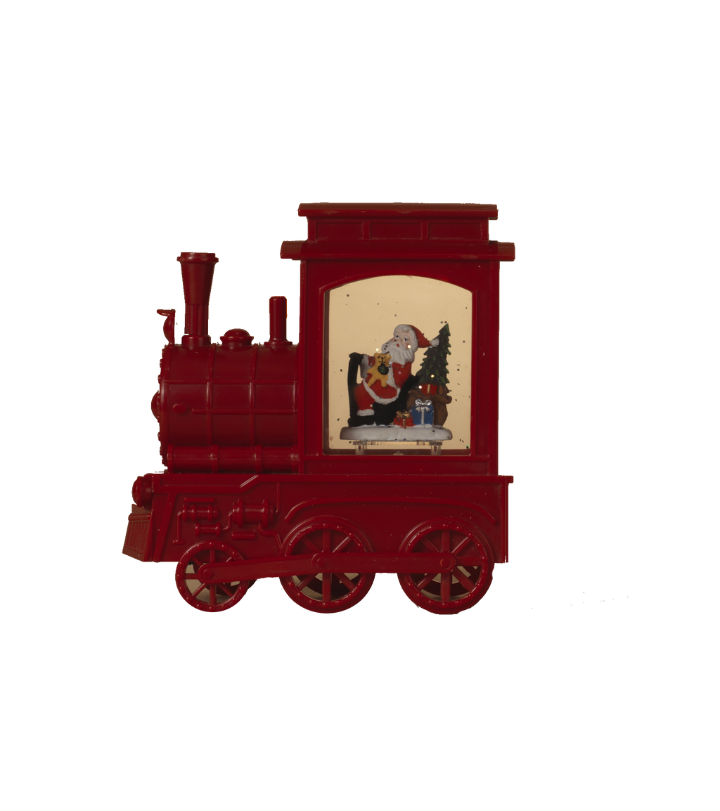 Lighted Spinning Water Globe Train - Santa