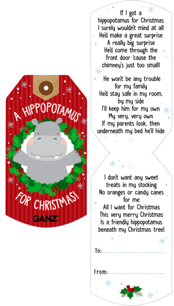 Christmas Hippo - Plush