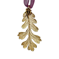 Gold Oak Leaf with Sheer Ribbon Ornament