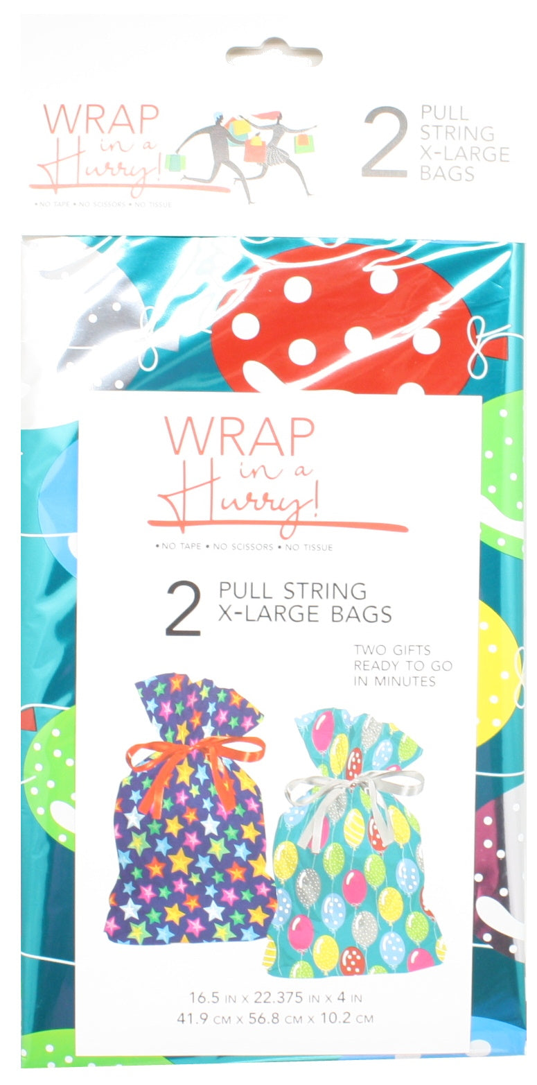 Extra Large Pull String Gift Bags - Baloons