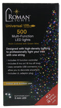 USB powered 500 Superbright LED (41 foot) Green Wire Multifunction Lights with Timer - Multicolor