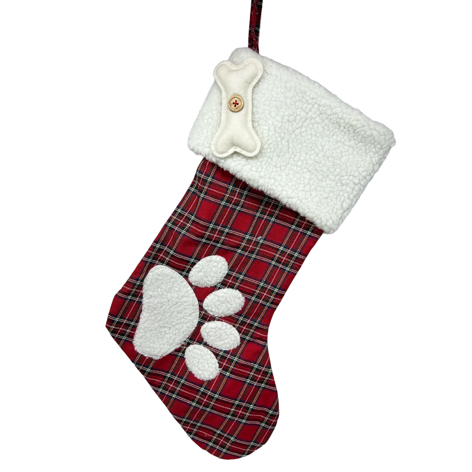 Plush Plaid Pet Stocking  Red Tartan