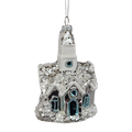 Glass Snowy Church Ornament -
