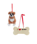 I love My Boxer With Dog Bone Ornaments