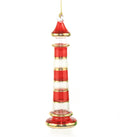 The Egyptian Glass Red & White Striped Lighthouse Ornament