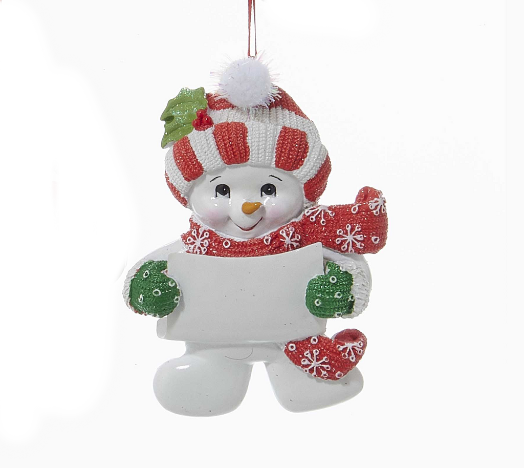 Snow Kid Ornament - Girl - Striped Hat
