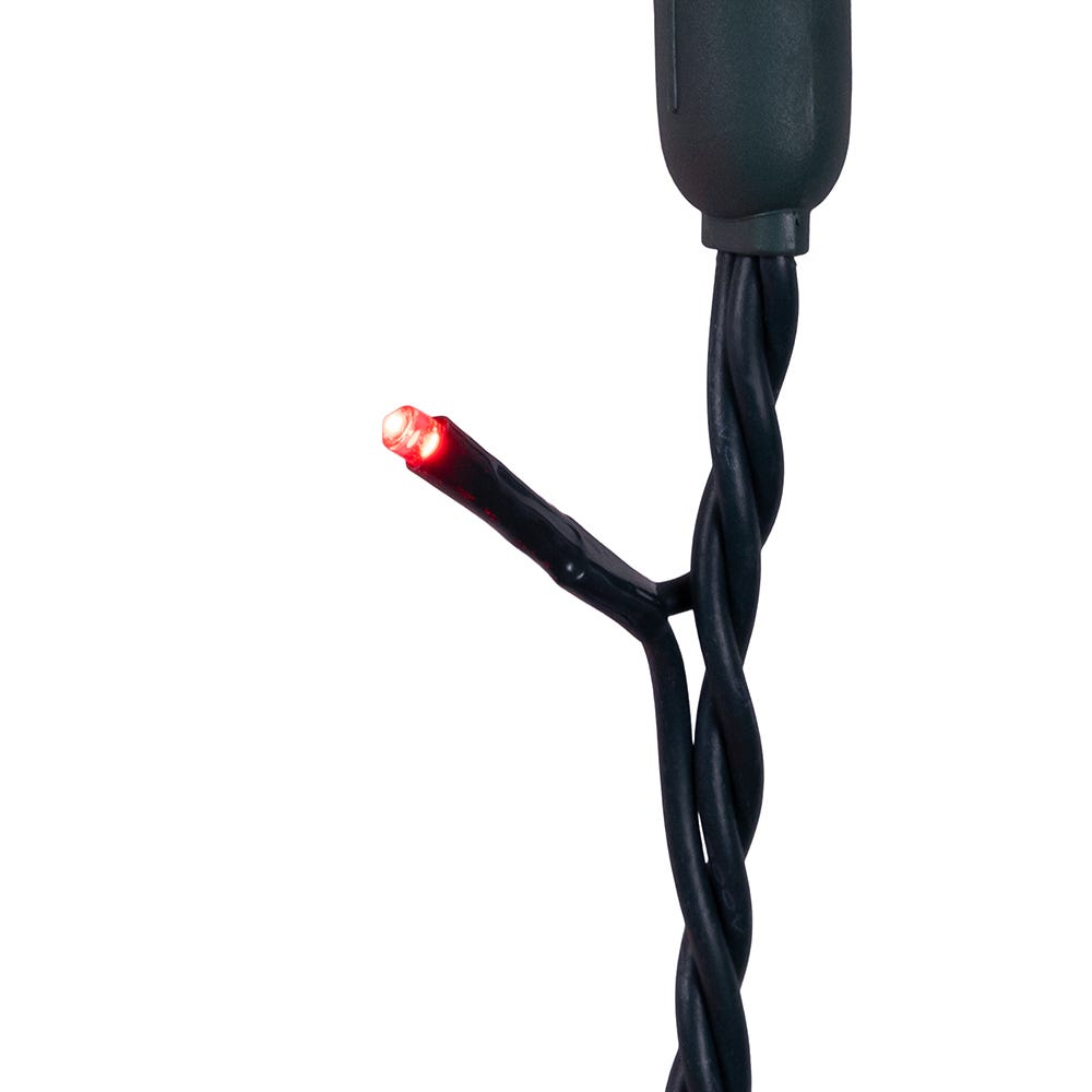 300-Light 3MM Red LED Green Wire Jingle Bright Light Set -  50 Feet