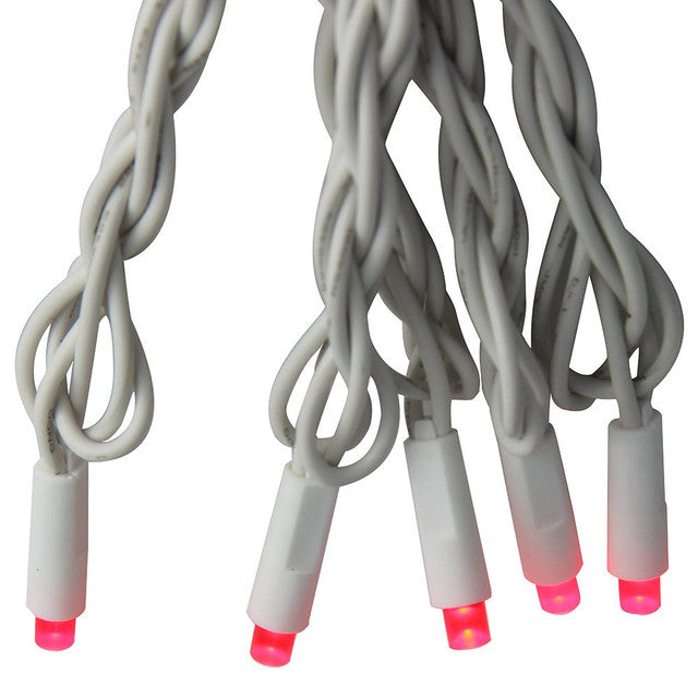 50-Light 5mm Red Frosted LED White Wire Light Set